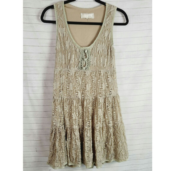 A'REVE SLEEVELESS LACE BUTTON FRONT DRESS IN LIGHT GREEN, SZ SMALL - Picture 1 of 15